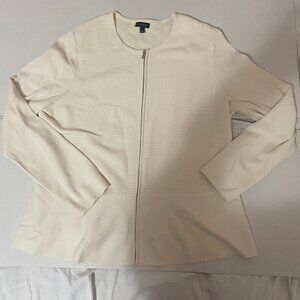 Talbot's Ivory Ribbed Knit Peplum Sweater Jacket / Top / Cardigan Women's Sz XL